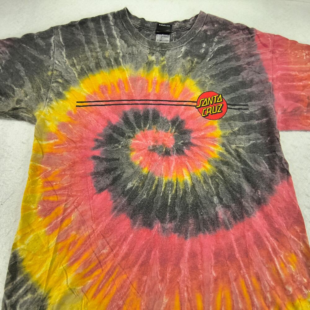 Santa Cruz Casual Crew Neck Short Sleeve Graphic Shirt Mens Size L Tie Dye